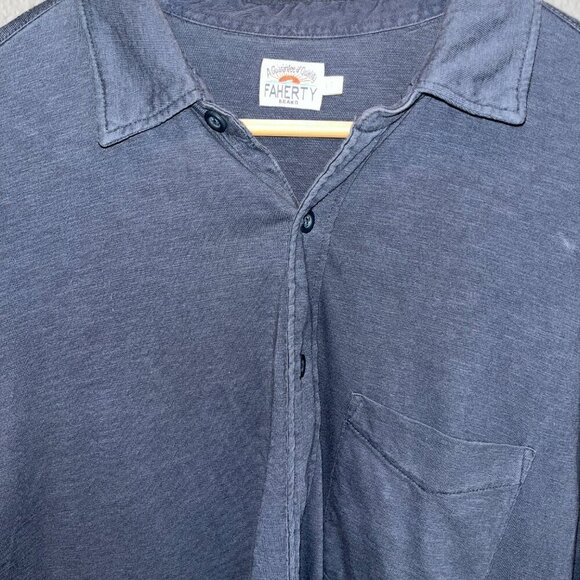 FAHERTY SUNWASHED KNIT SEASONS Single Pocket Shirt Organic Cotton Men's L Tall - Picture 2 of 13